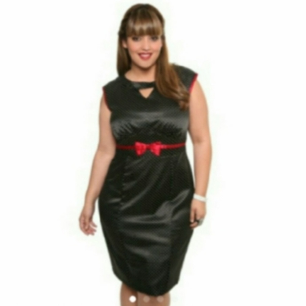 Torrid Retro Chic, 20, satiny polka dot dress.